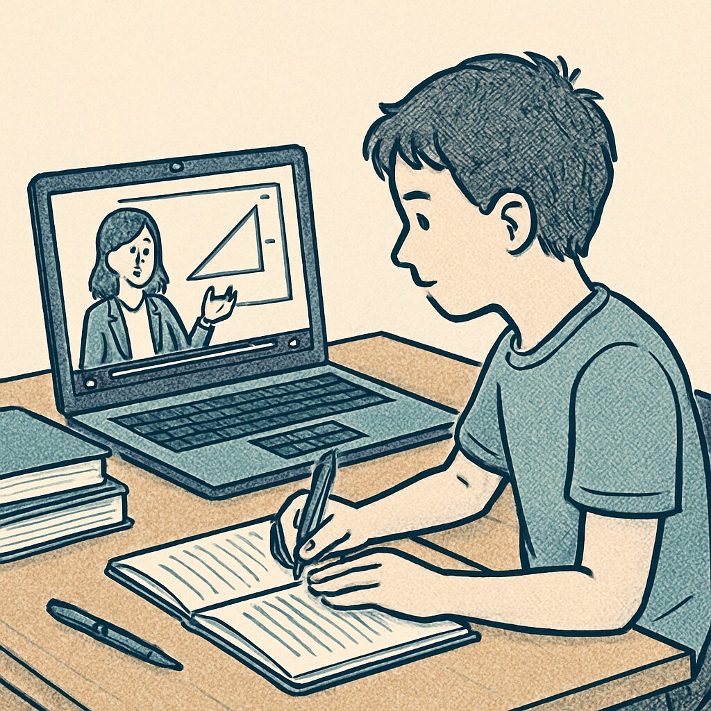 A student sitting at a desk with a laptop, focused on an online school lesson. The image portrays the concept of personalized learning. Personalized learning in public online schools