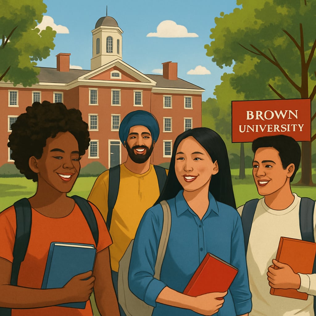 Brown University campus with diverse students representing inclusion and diversity.