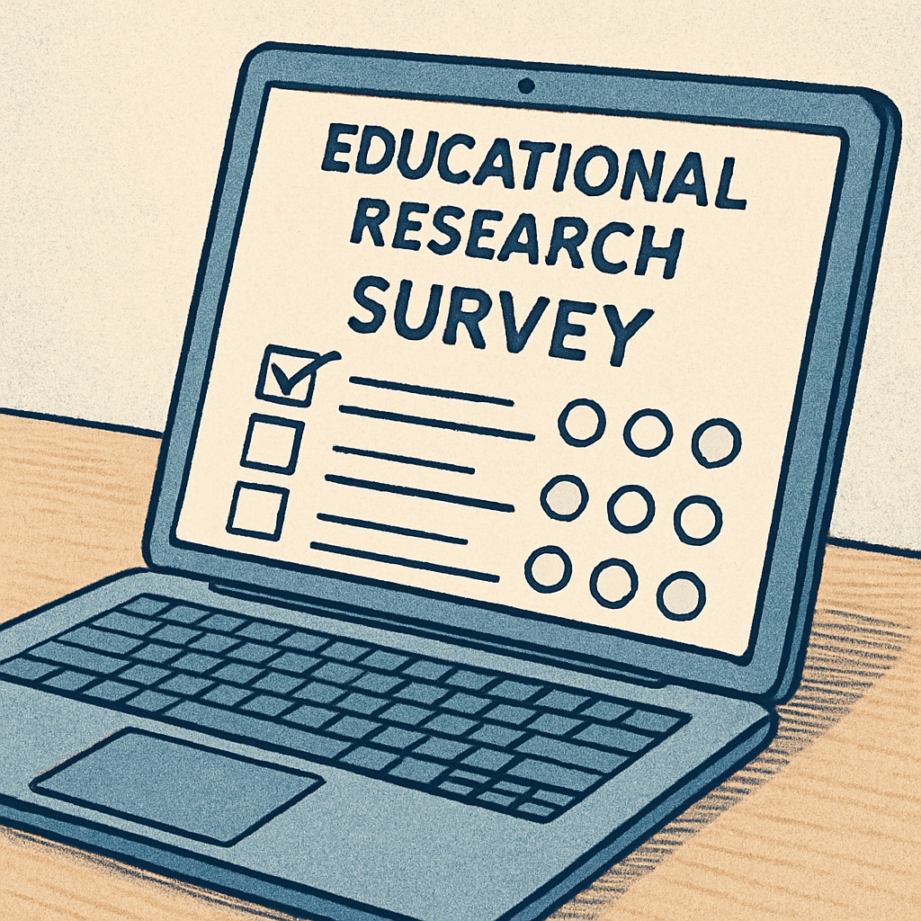 A close-up of a survey displayed on a laptop screen, symbolizing participation in educational research. A survey on a laptop screen representing engagement in research for effective learning methods.