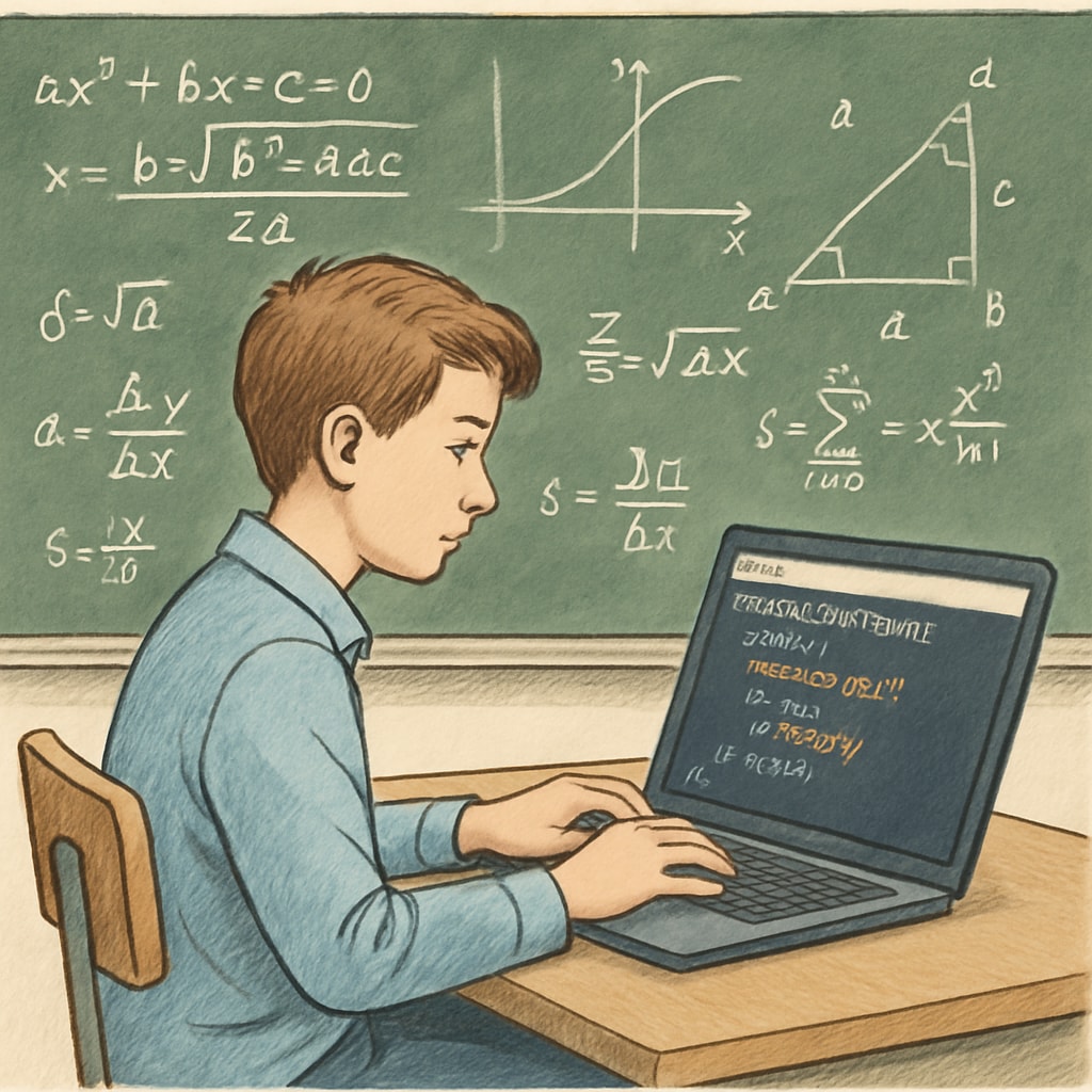 A student applying math concepts in a coding project.