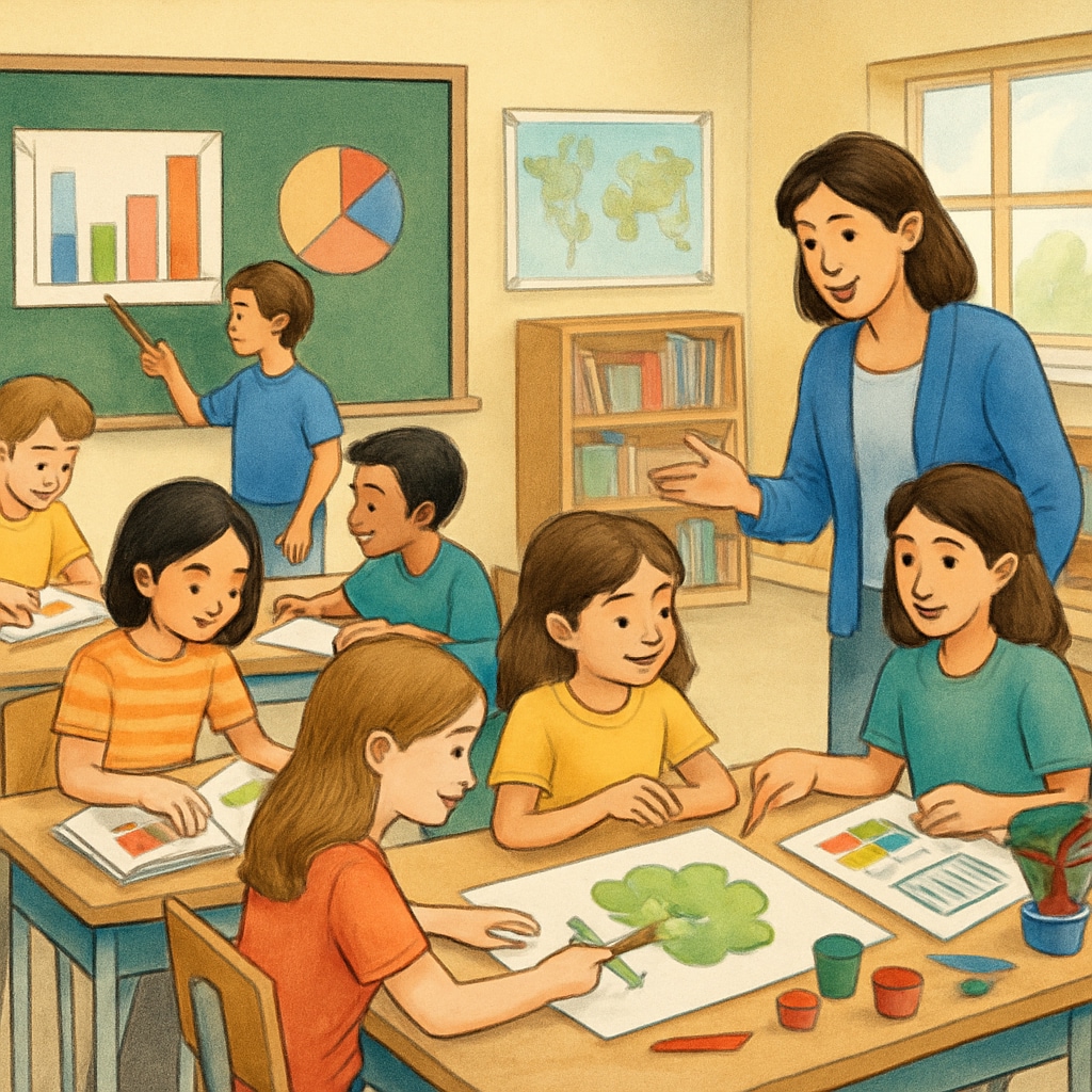 Students participating in project-based learning to illustrate holistic evaluation methods.
