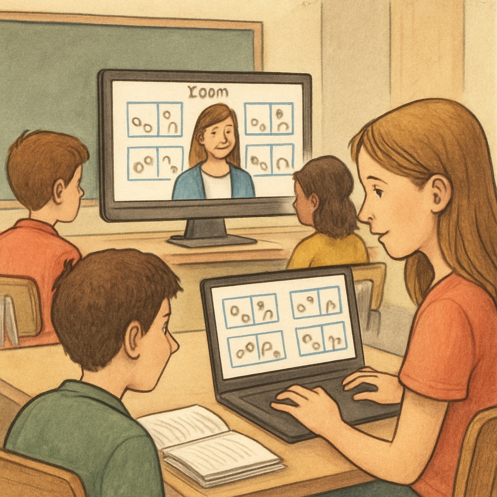 Students working together on Zoom teaching activities to enhance critical thinking and observation skills.