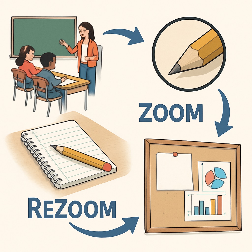 Zoom and ReZoom activities in the classroom with interconnected images.