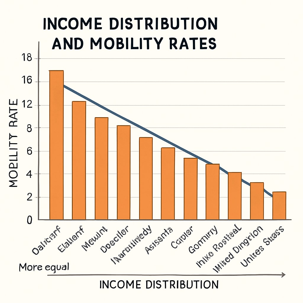 Graph showing income distribution and mobility rates across nations, related to social class discussions.
