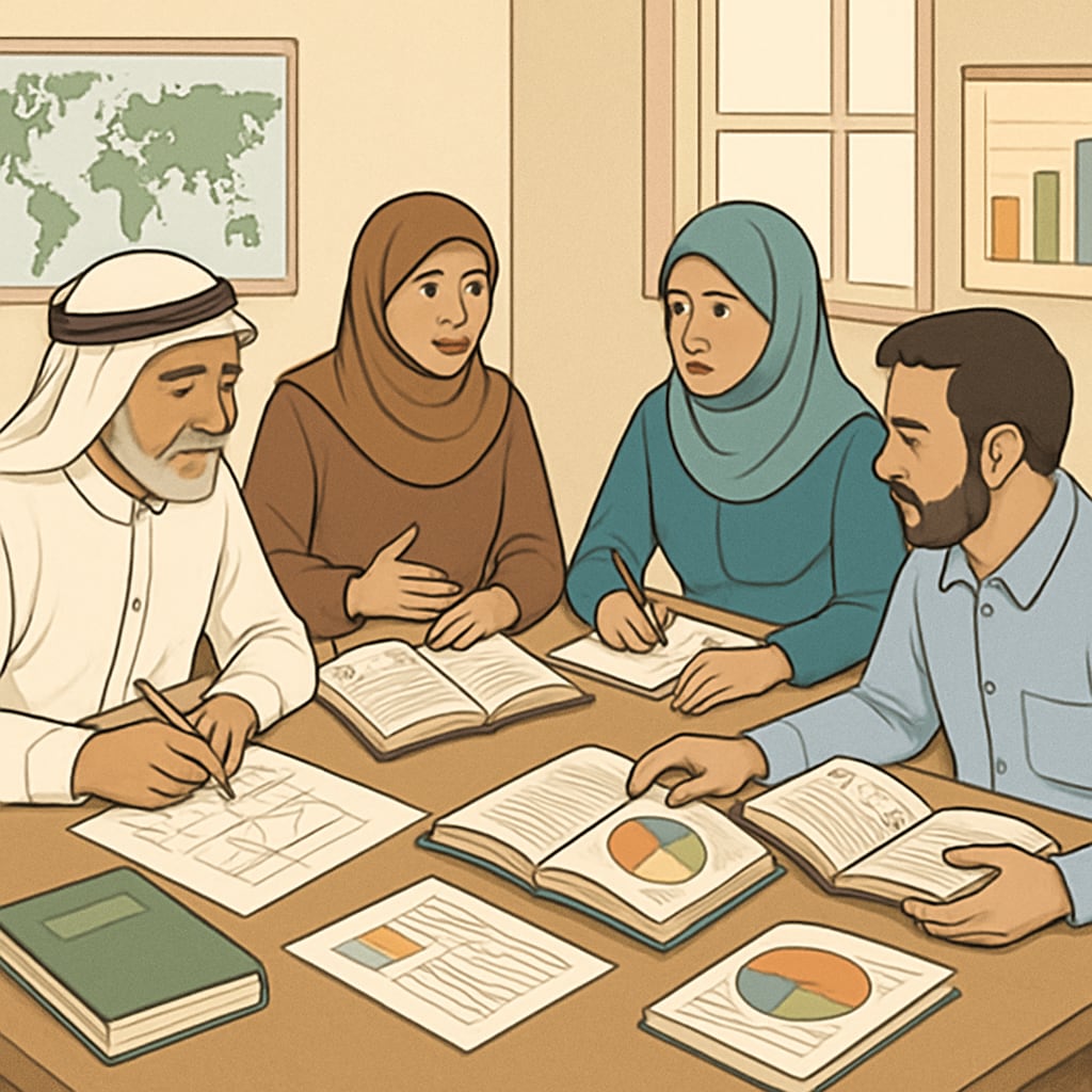 Educators collaborating on curriculum development in Gaza.