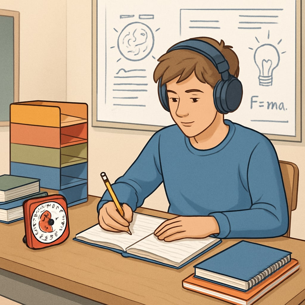 High school student using ADHD-friendly study tools to catch up on credits.