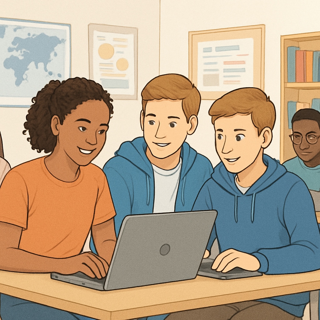 Students engaged in online learning to recover high school credits.