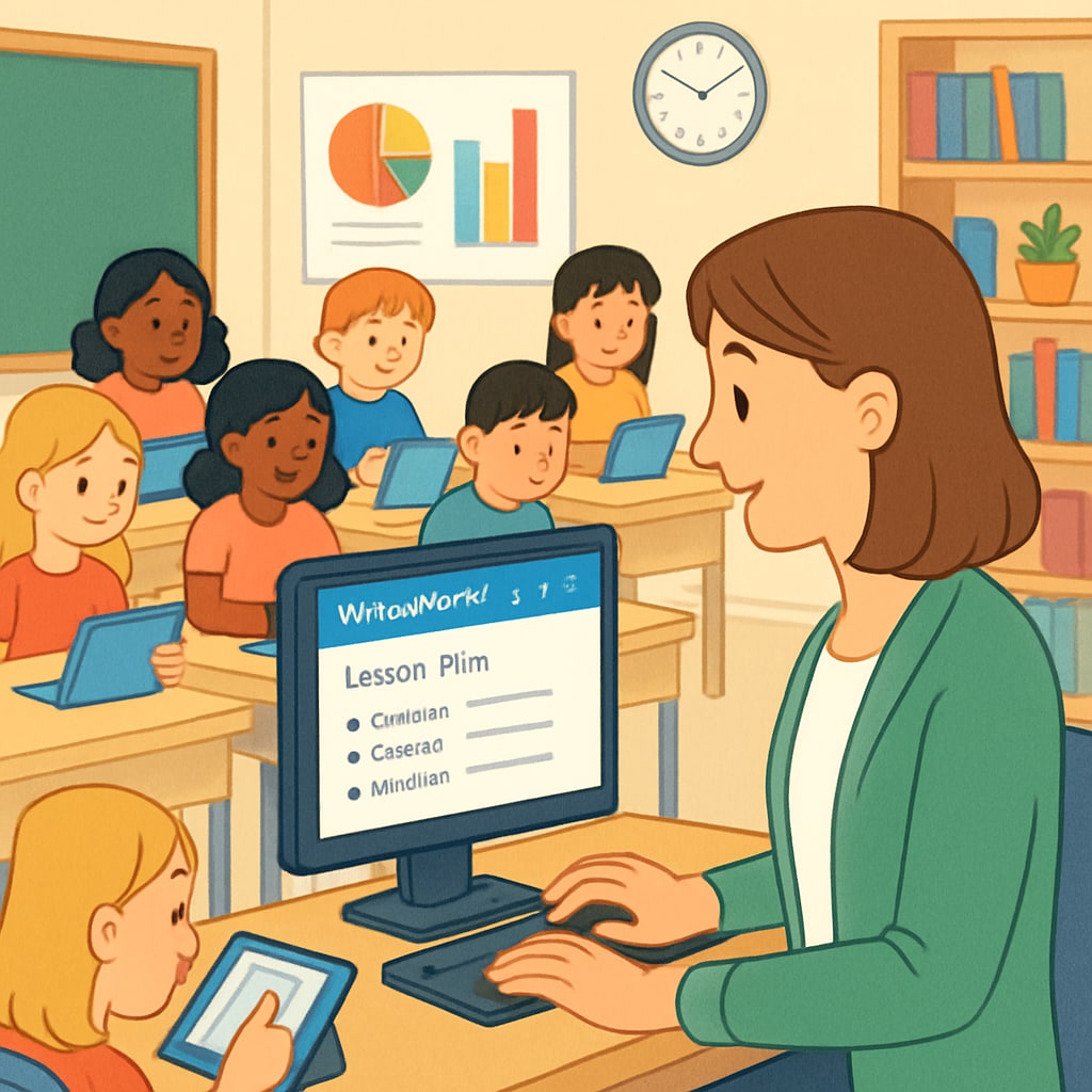 A teacher leveraging WillowVoice for lesson planning in a tech-integrated K12 classroom.