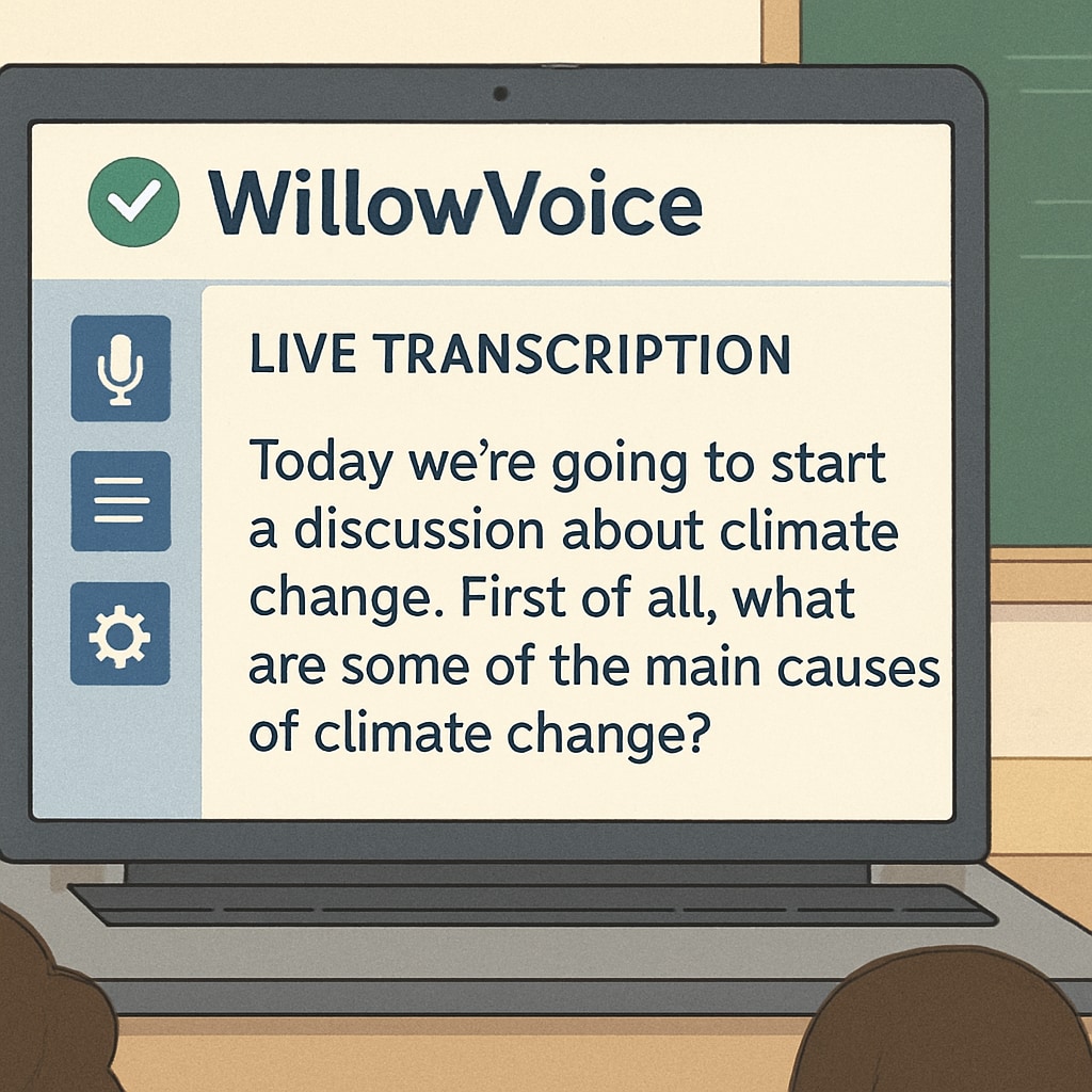 WillowVoice live transcription in classroom settings
