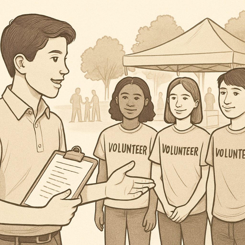 A high school student engaging in extracurricular activities, such as volunteering, showcasing leadership potential. High school student participating in extracurricular activities for college applications.