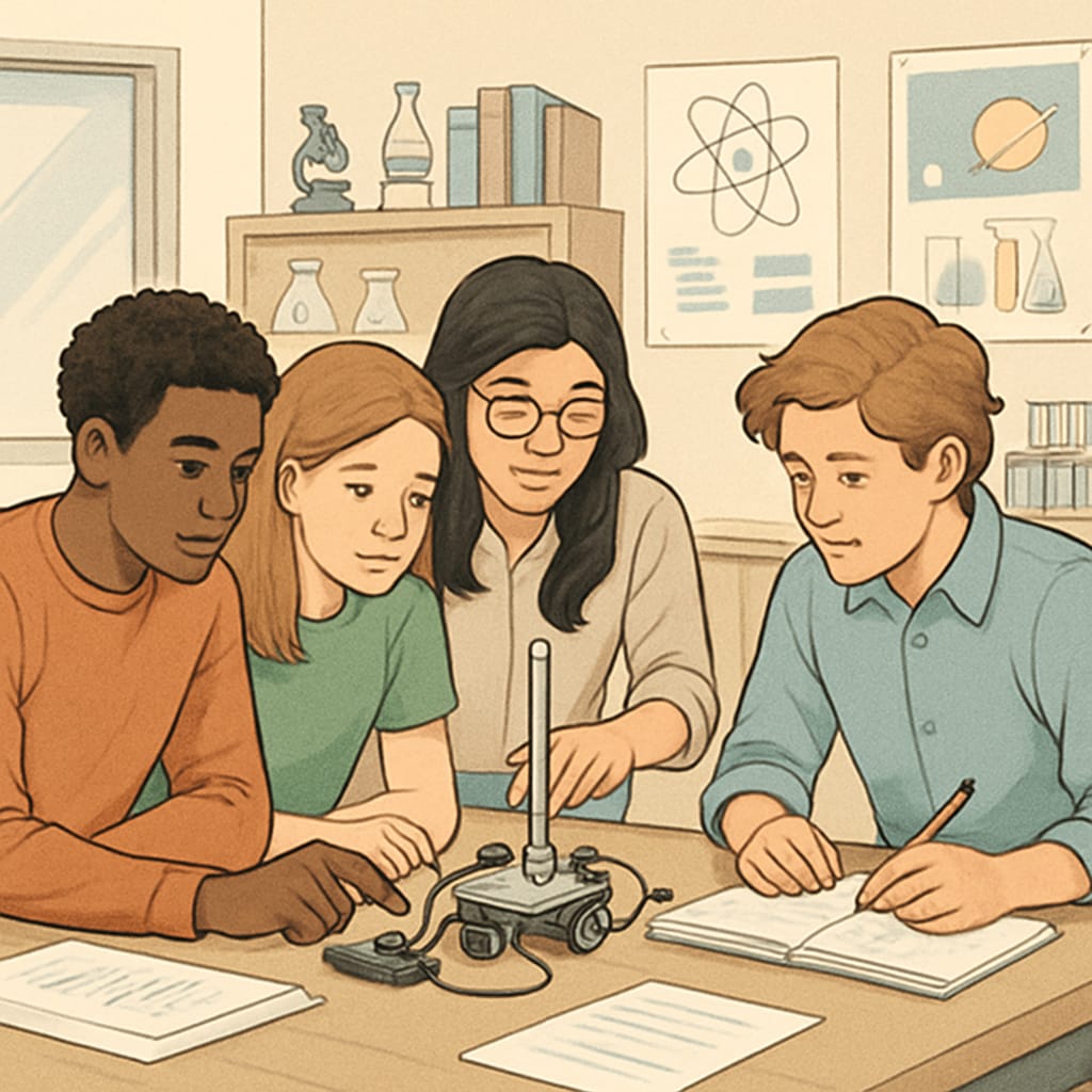 High school students engaged in community learning projects