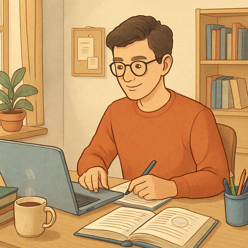 A student studying on a laptop at home, representing online education opportunities. Online education for GED and high school diplomas
