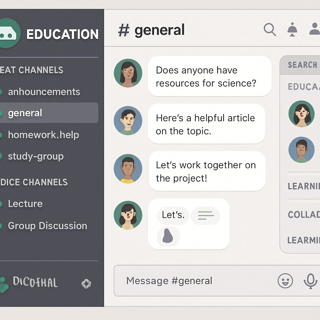 Discord interface showcasing educational discussions and collaborative channels.