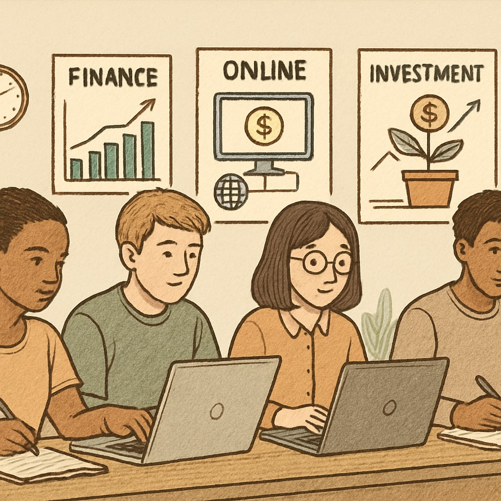 A diverse group of students studying finance concepts online from their laptops at home. Students studying online finance concepts as part of an affordable degree program.