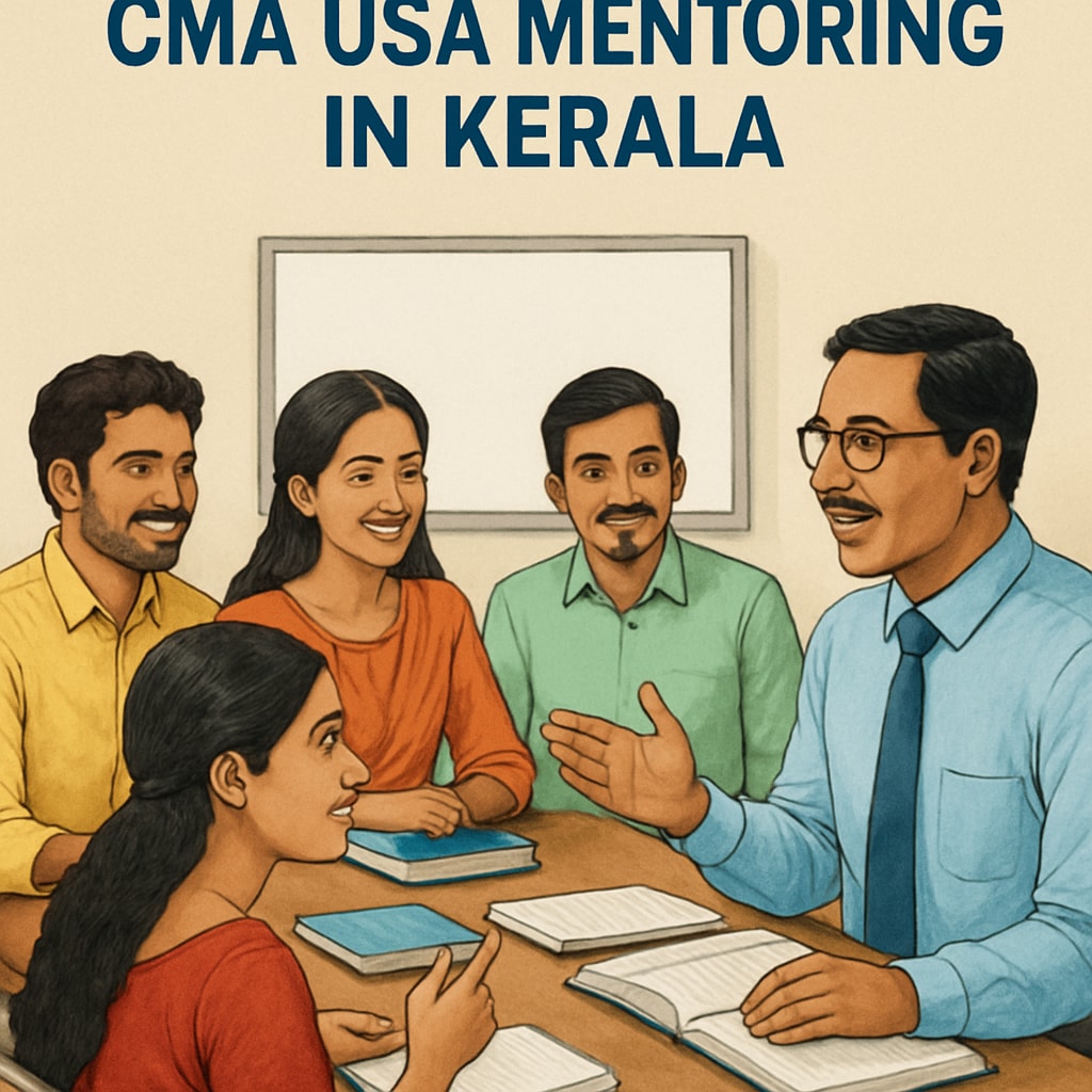 A CMA USA mentoring session in Kerala, featuring students and professionals engaging in a discussion. Kerala students participating in a CMA USA mentoring program.