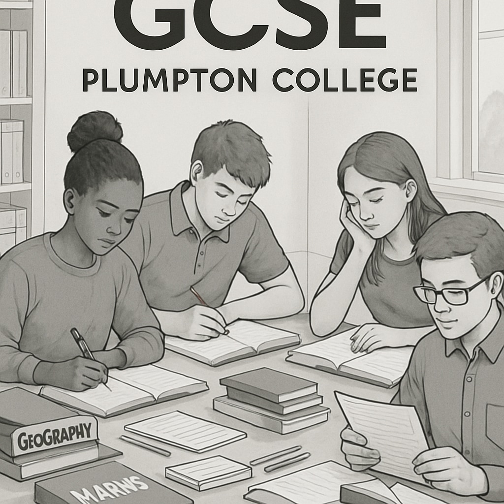Students preparing for GCSE exams at Plumpton College with textbooks and study materials. Plumpton College students studying for their GCSE exams with academic resources.