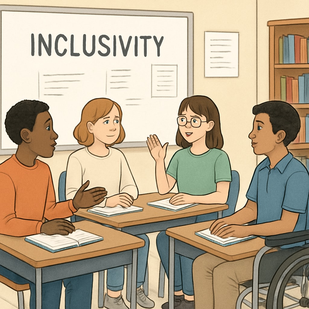 A diverse group of students engaging in a discussion about inclusivity in a classroom setting. Students discussing inclusivity and gender policies in a classroom at Brown University.