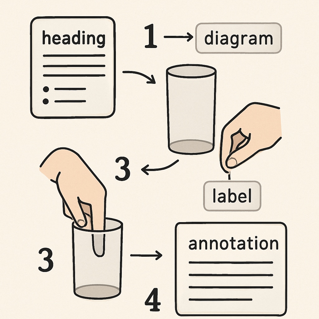 An example of a step-by-step guide illustrating the features of instructional texts. A sample image showing a step-by-step instructional guide for assembling a product.