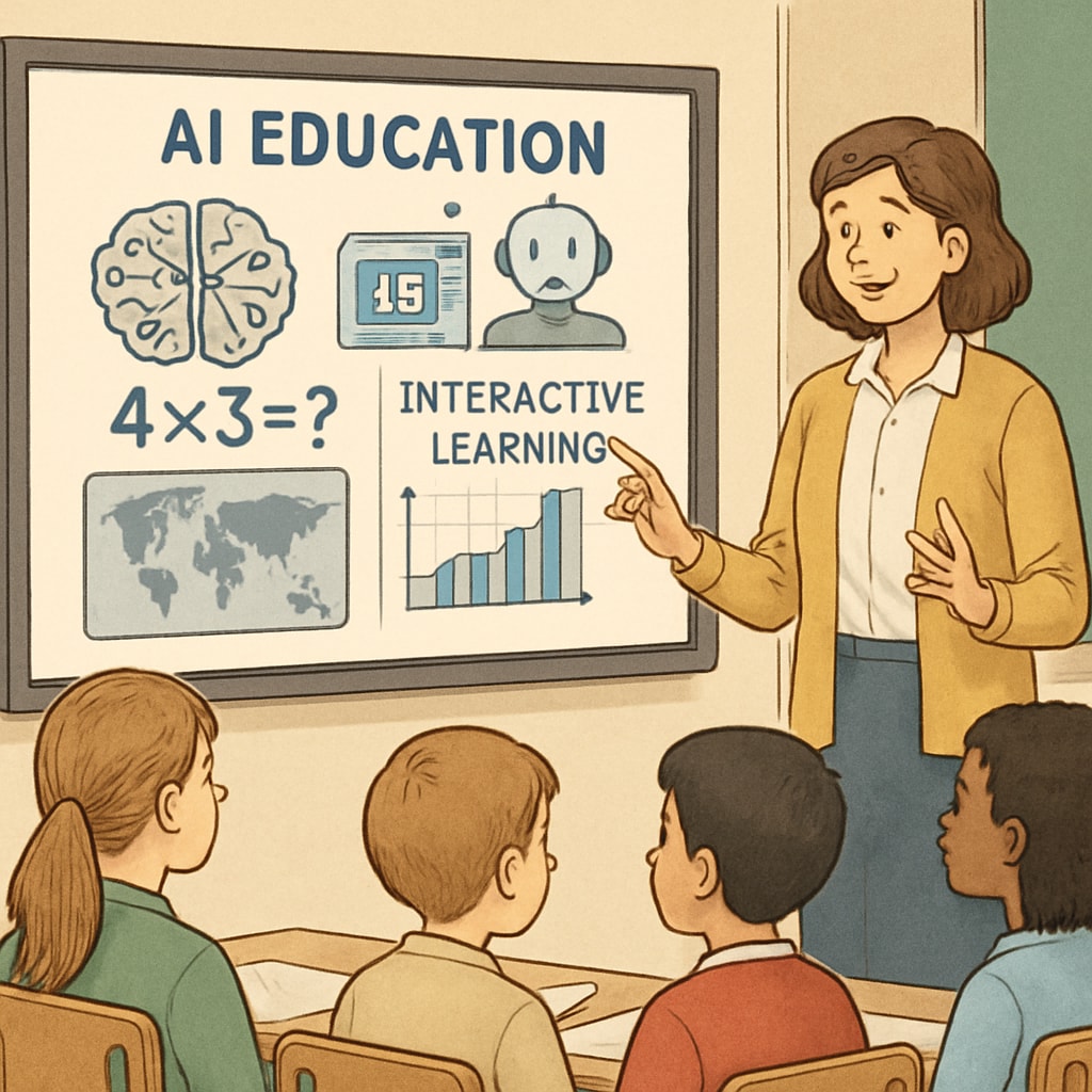 Teacher using AI tools in a classroom to improve student engagement.