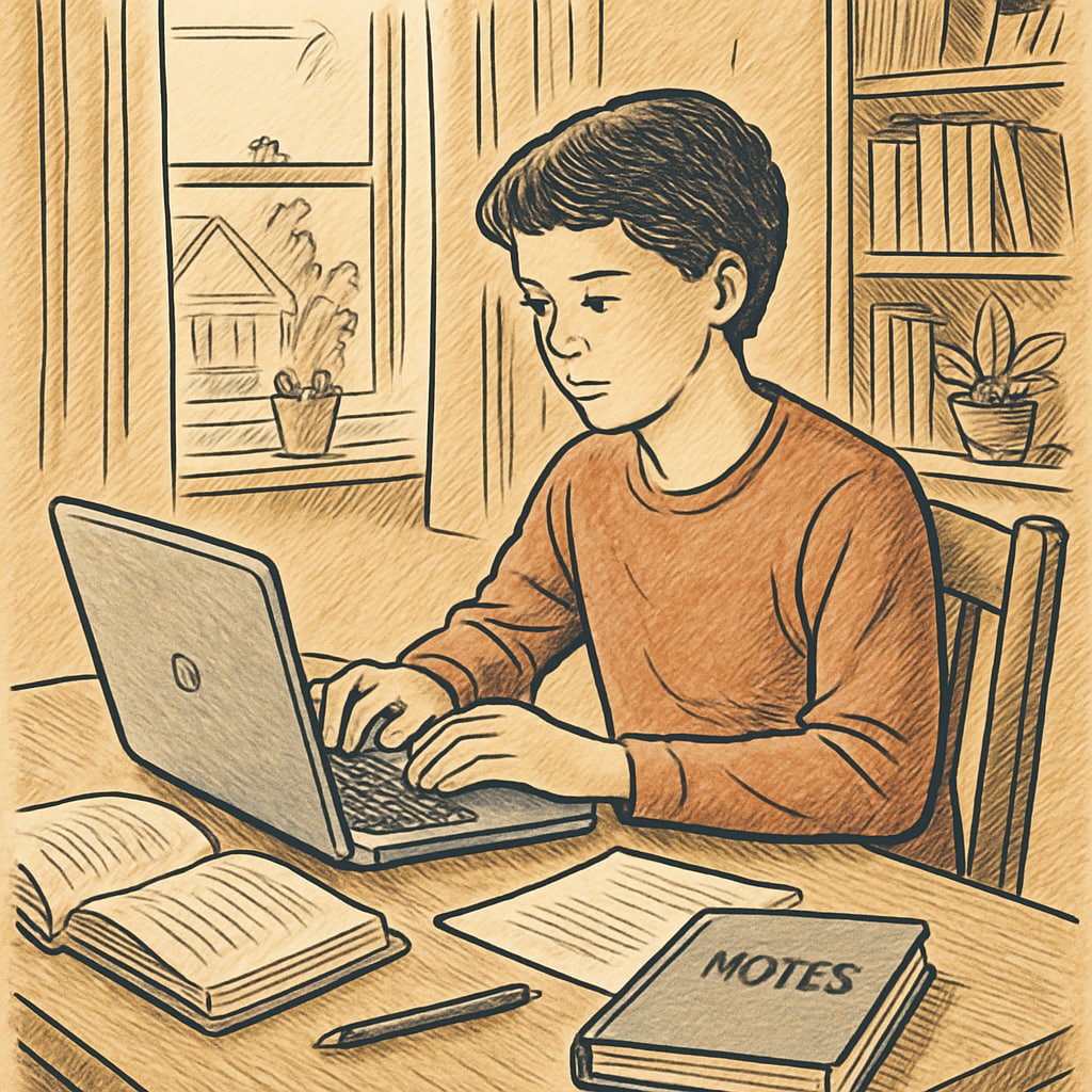 A student working on their laptop at home, representing the flexibility of online high school programs. A student participating in an online high school program, showcasing its flexibility.