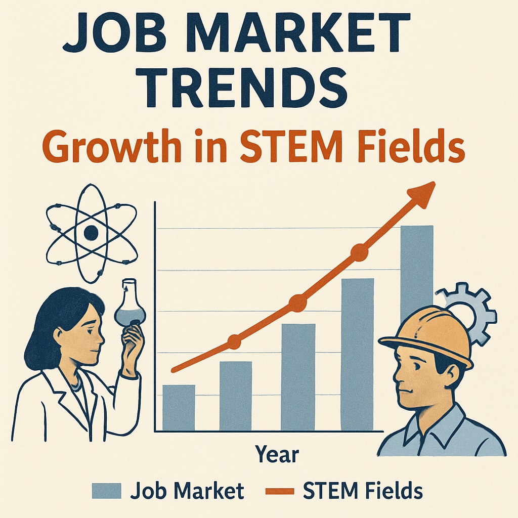 A visual representation of job market trends, such as a chart showing growth in STEM fields. Chart showing STEM career growth trends
