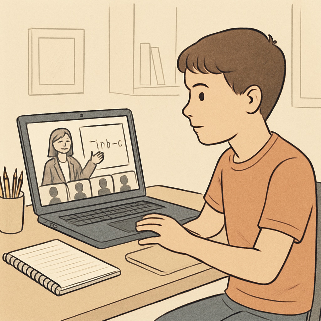Student attending an online public school class.