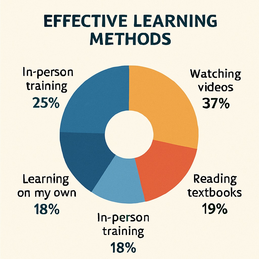 A pie chart or infographic displaying survey results on effective learning methods. Infographic of survey results highlighting effective learning methods.