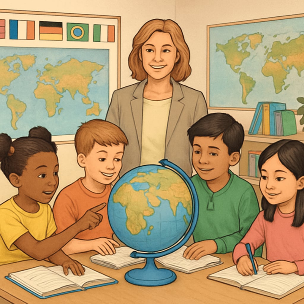 Students participating in global-themed learning activities during K12 education.