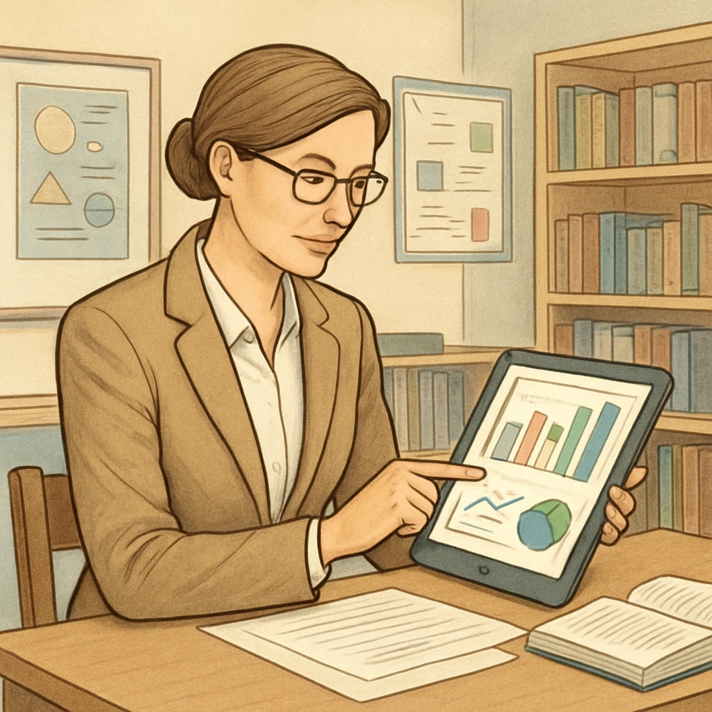 A teacher using EdChanger Pro on a tablet for administrative tasks