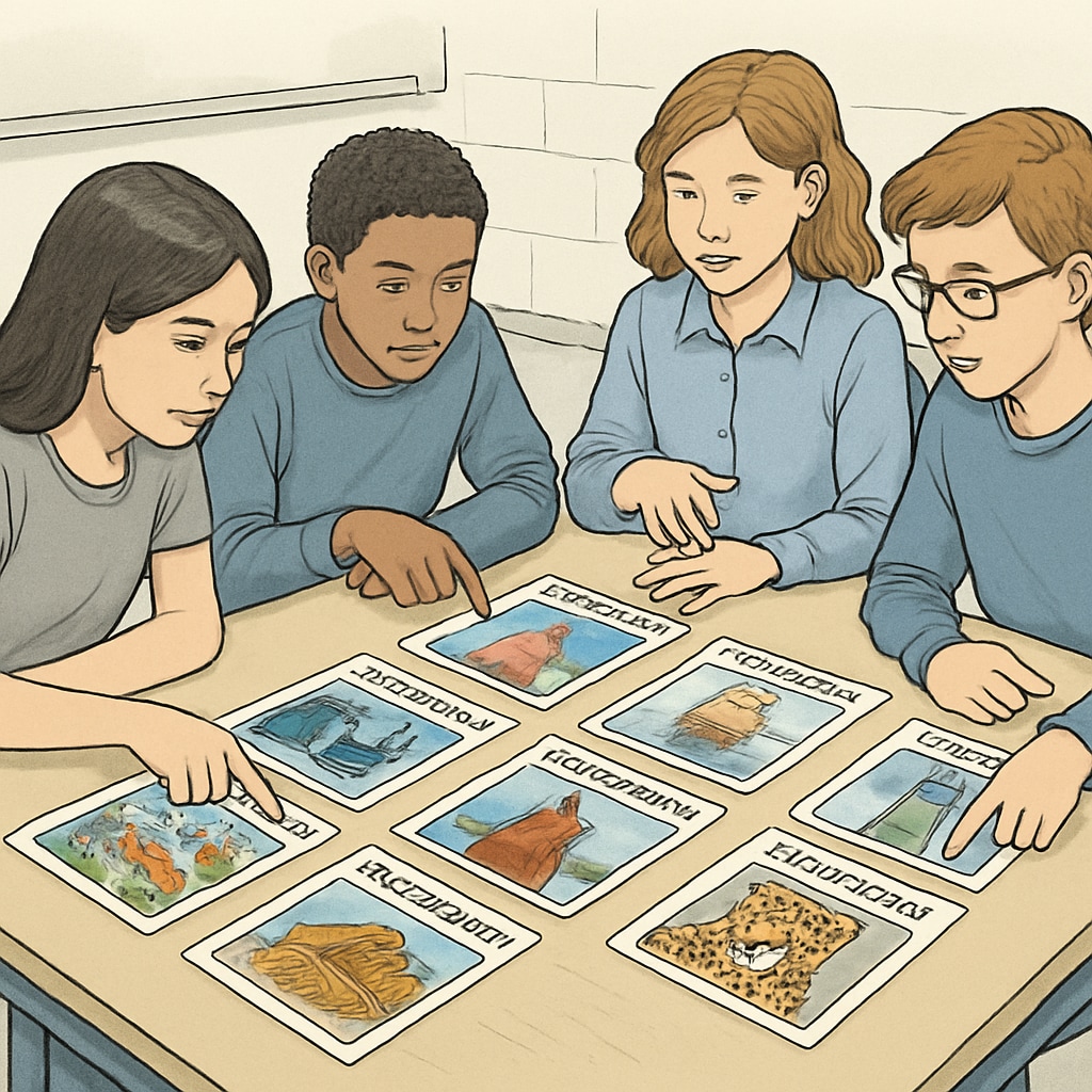 Classroom Zoom/ReZoom cards with students debating their order.