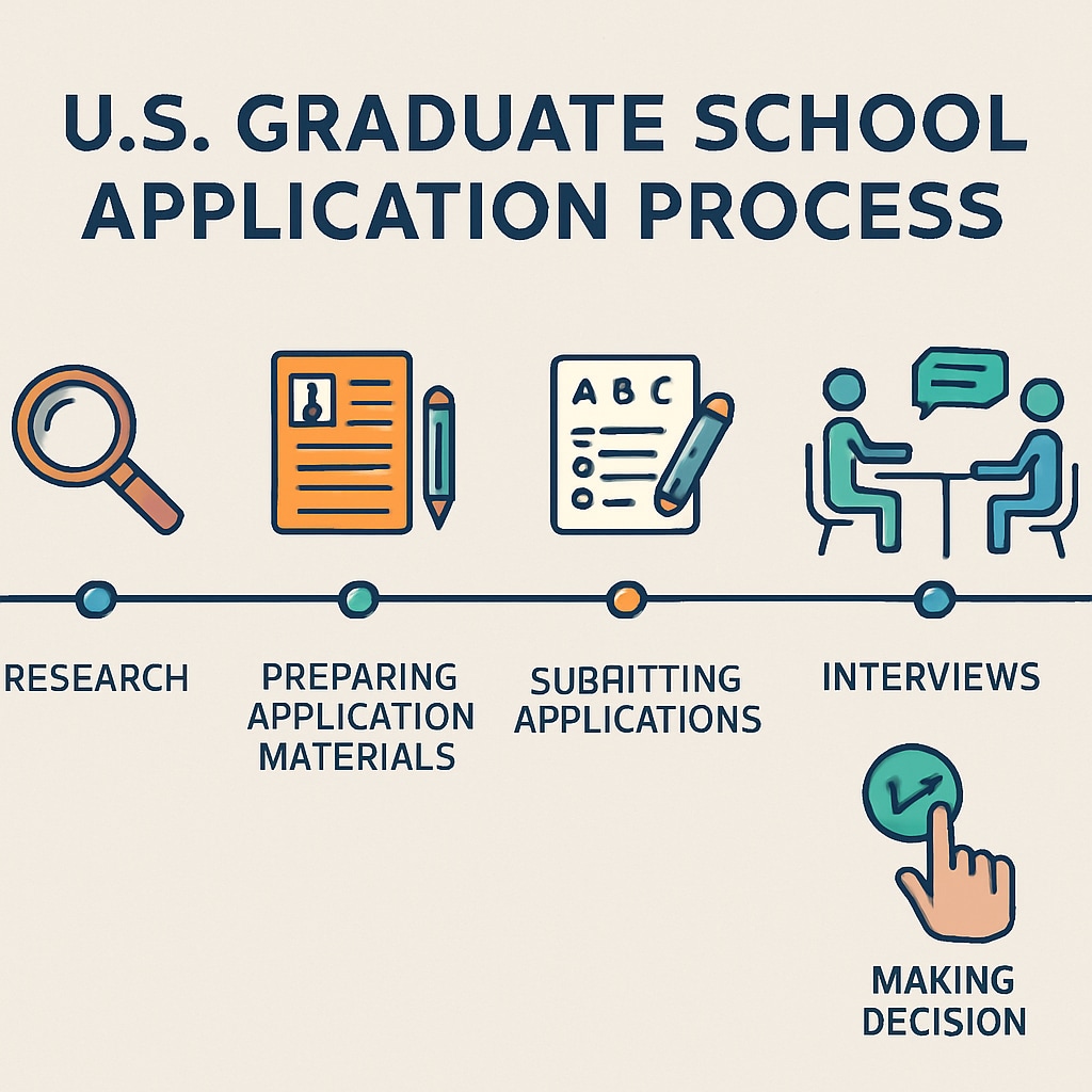 Timeline infographic for US master's application process.