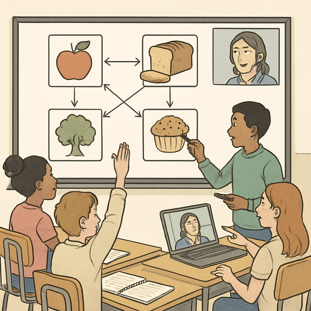 Students participating in Zoom teaching activities in a classroom environment.