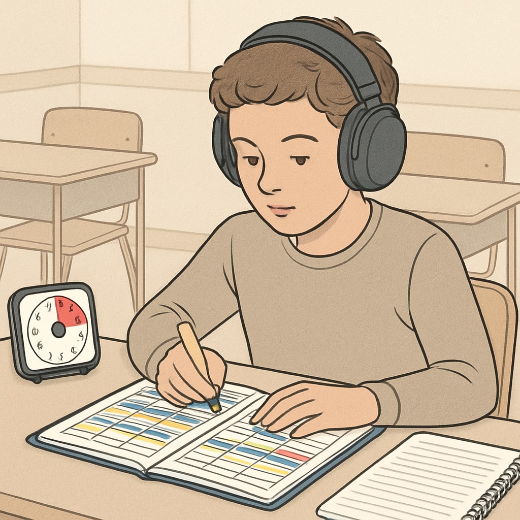 ADHD student using study aids for credit recovery.