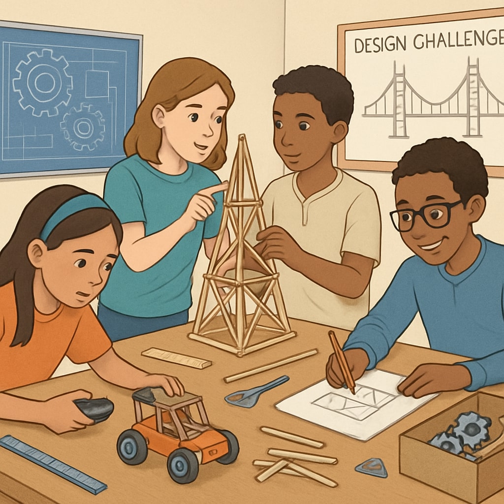 Students engaged in K-12 engineering design activities.