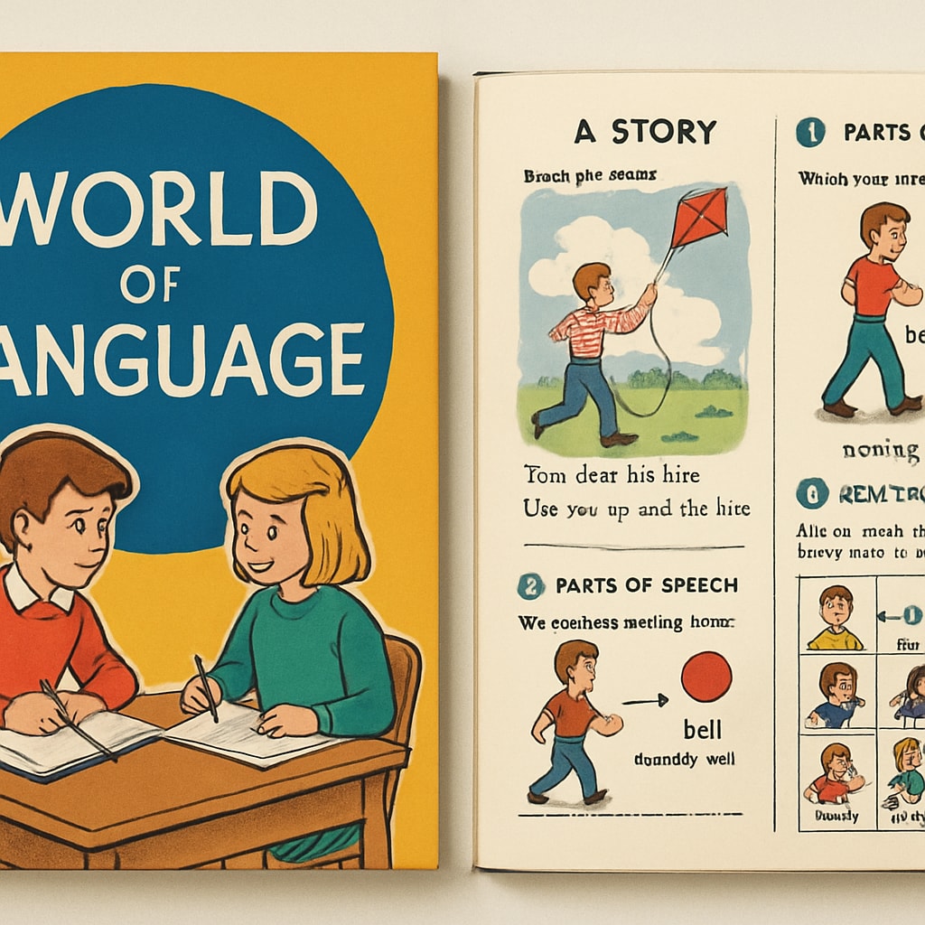 World of Language textbook with engaging illustrations for elementary learners.
