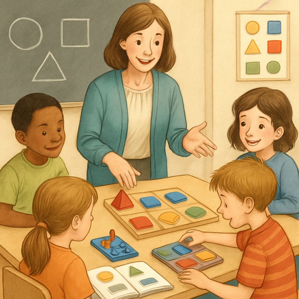 A teacher using active learning techniques to engage students in a K-12 classroom.
