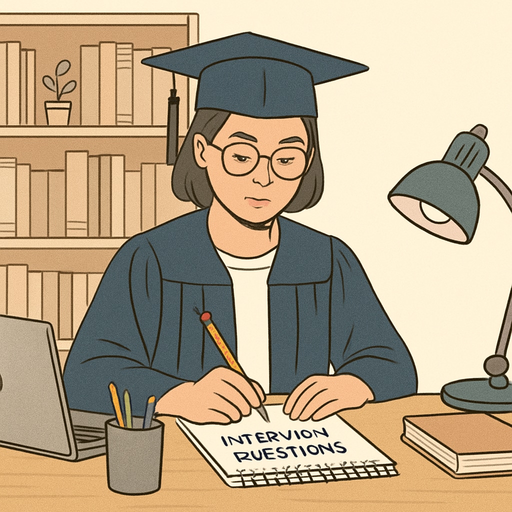 Graduate student preparing interview questions for school counselor research
