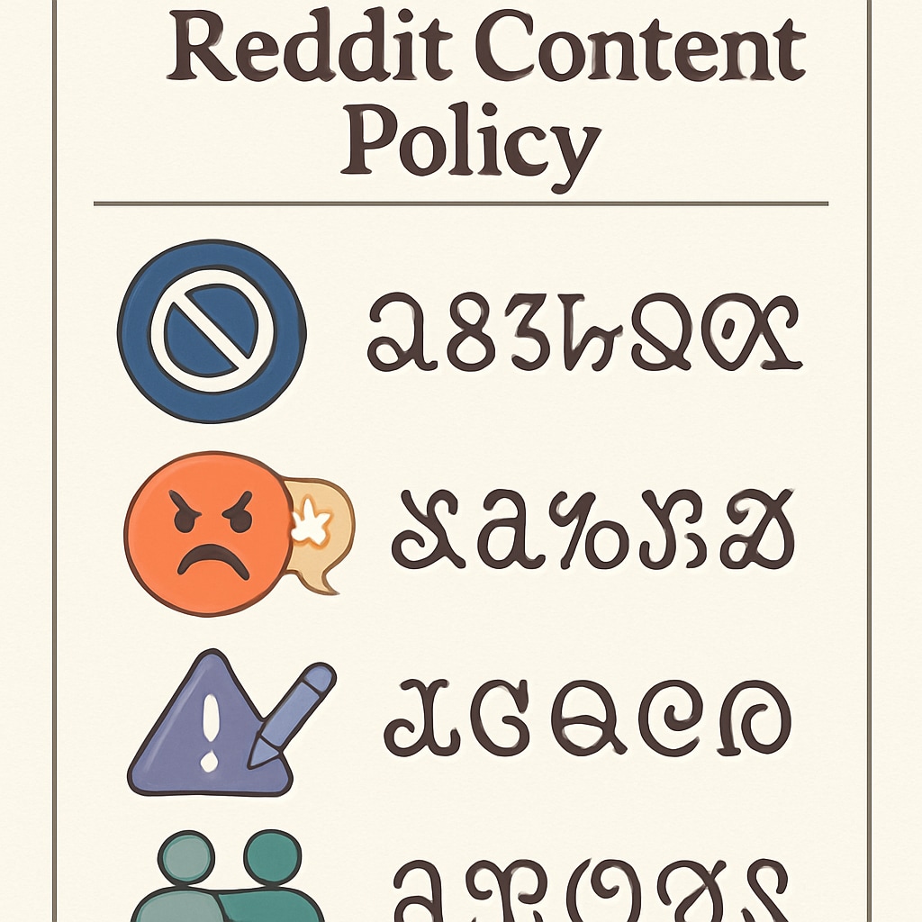 A screenshot of Reddit’s Content Policy page, showing key rules for safe and respectful participation. Reddit Content Policy page highlighting community rules for respectful engagement.