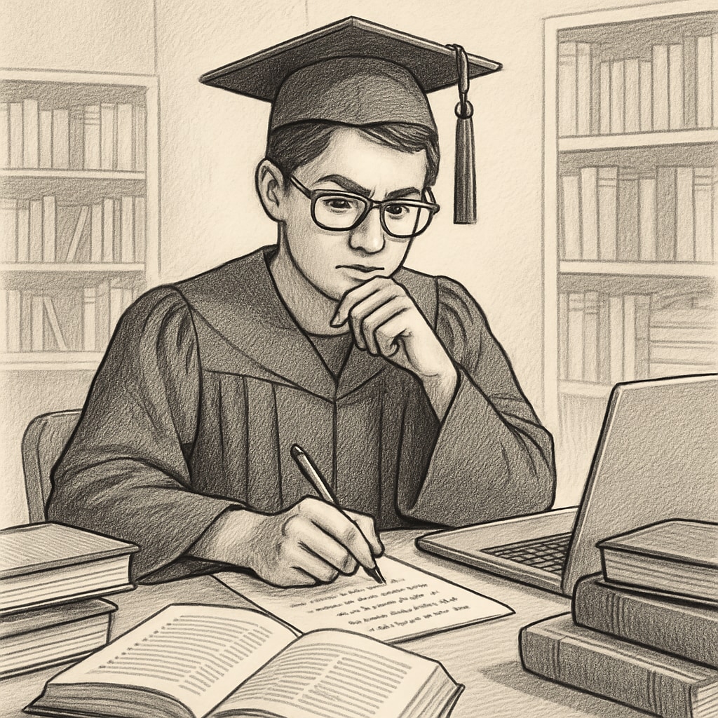 Graduate student organizing materials for an interview with a school counselor.