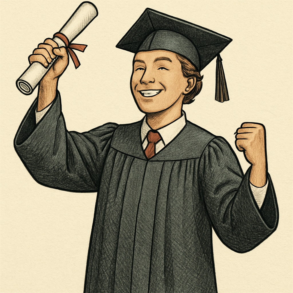 A happy graduate holding their diploma, symbolizing success after overcoming diploma challenges. Homeschool diploma achievement: A graduate celebrating success.