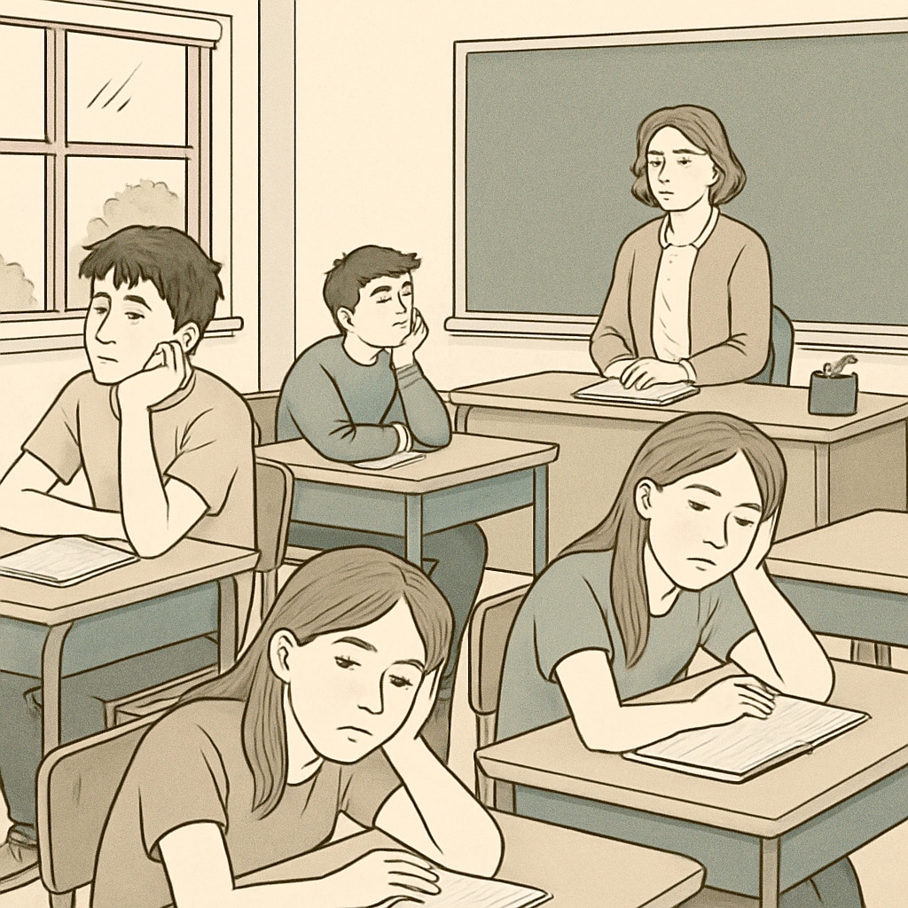 Students experiencing boredom in a classroom environment.