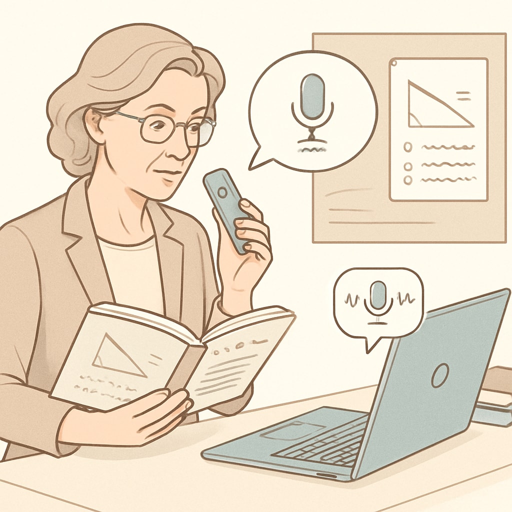 Teacher dictating lesson plans using WillowVoice to optimize workflow.
