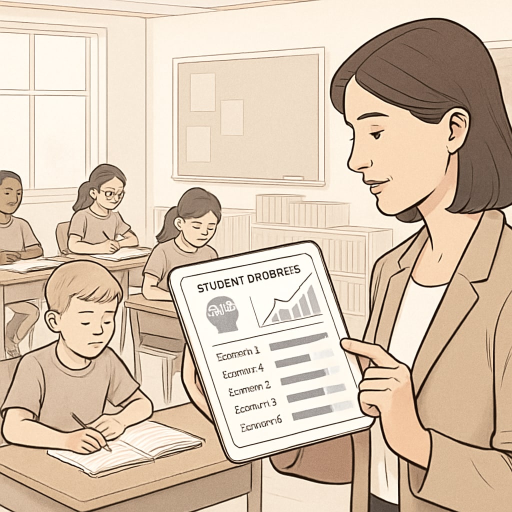 Teacher leveraging AI analytics to enhance teaching methods in K12 schools