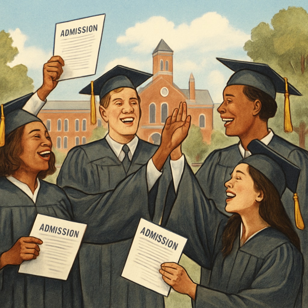 Graduate students celebrating admissions to a US master’s program.