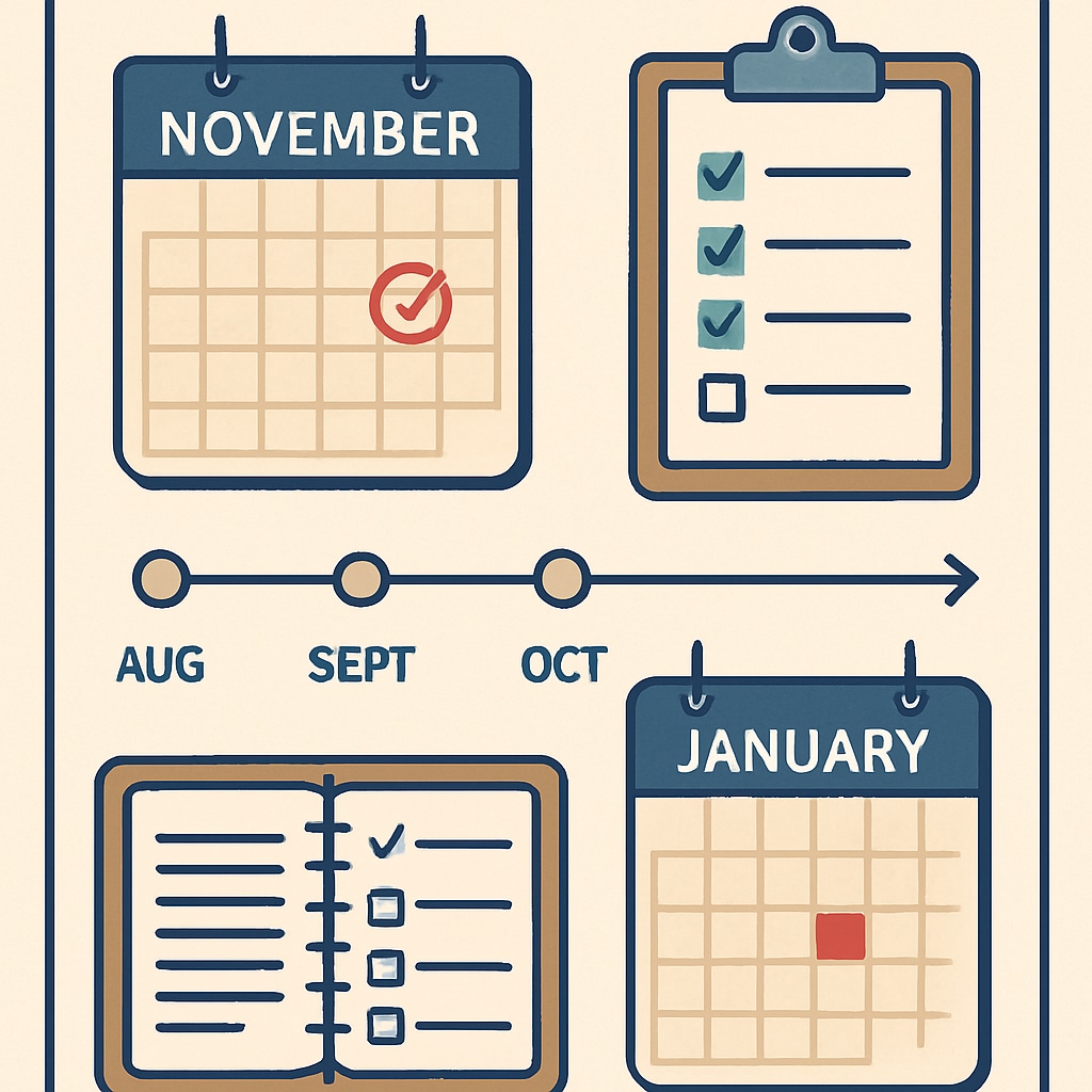 Planner with deadlines for US master’s applications.