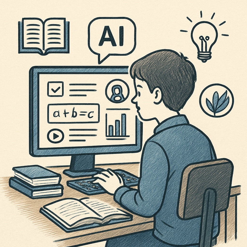 A student using an AI-powered educational platform, highlighting personalized learning features. AI in education platform enhancing personalized learning for students