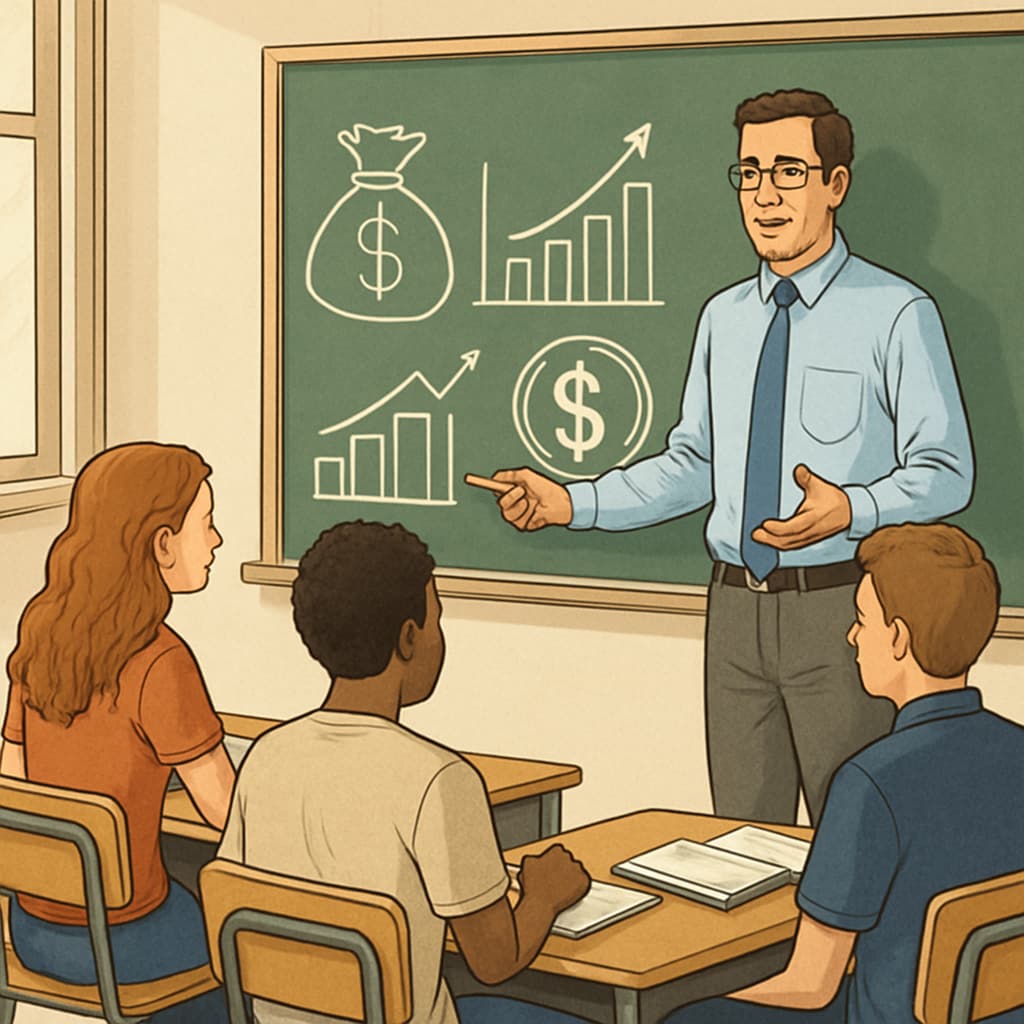 A high school classroom where financial literacy is being taught.