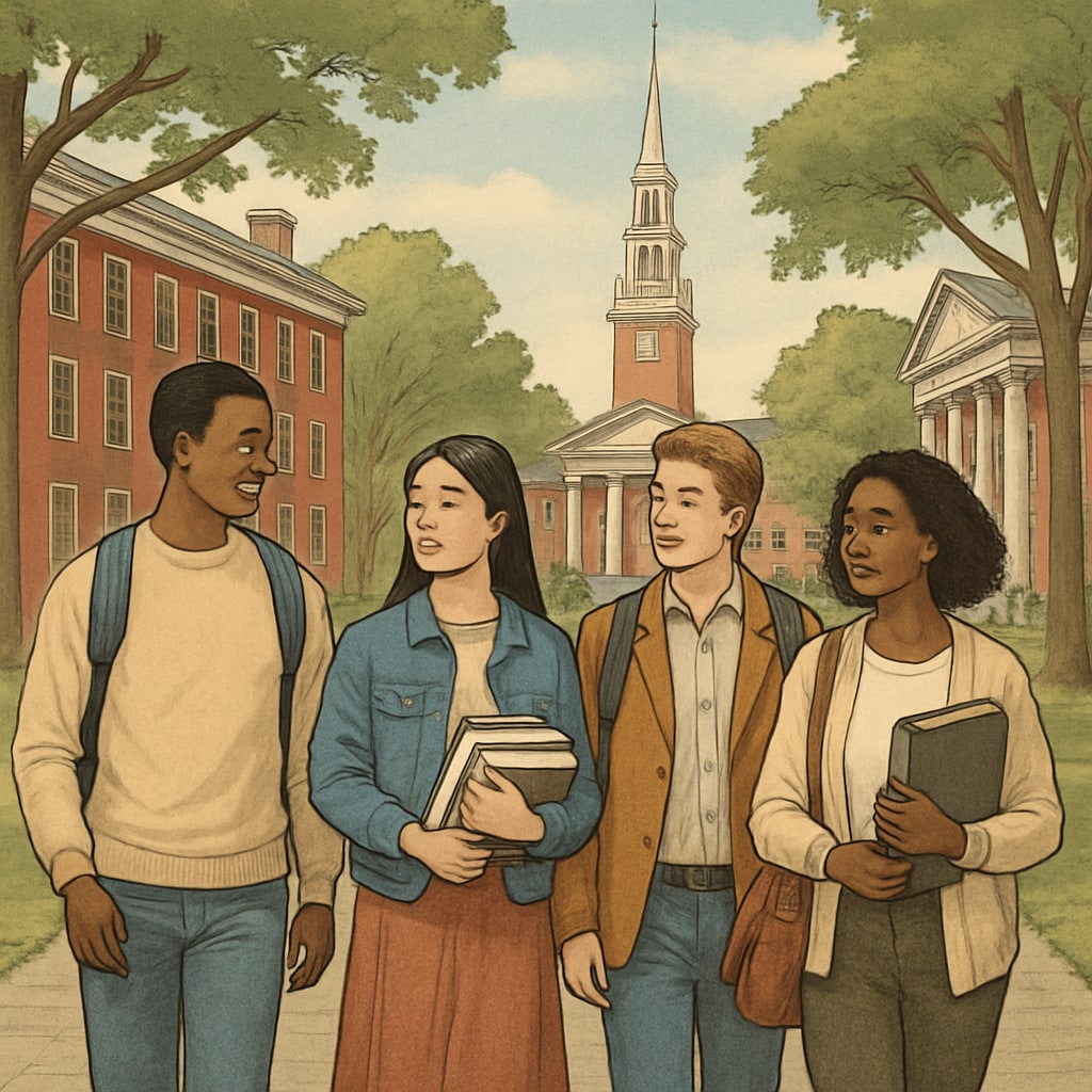 Harvard admissions holistic approach, students walking in Harvard Yard