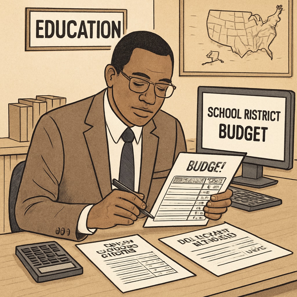A school district administrator analyzing intermediary funds and per-student spending data.