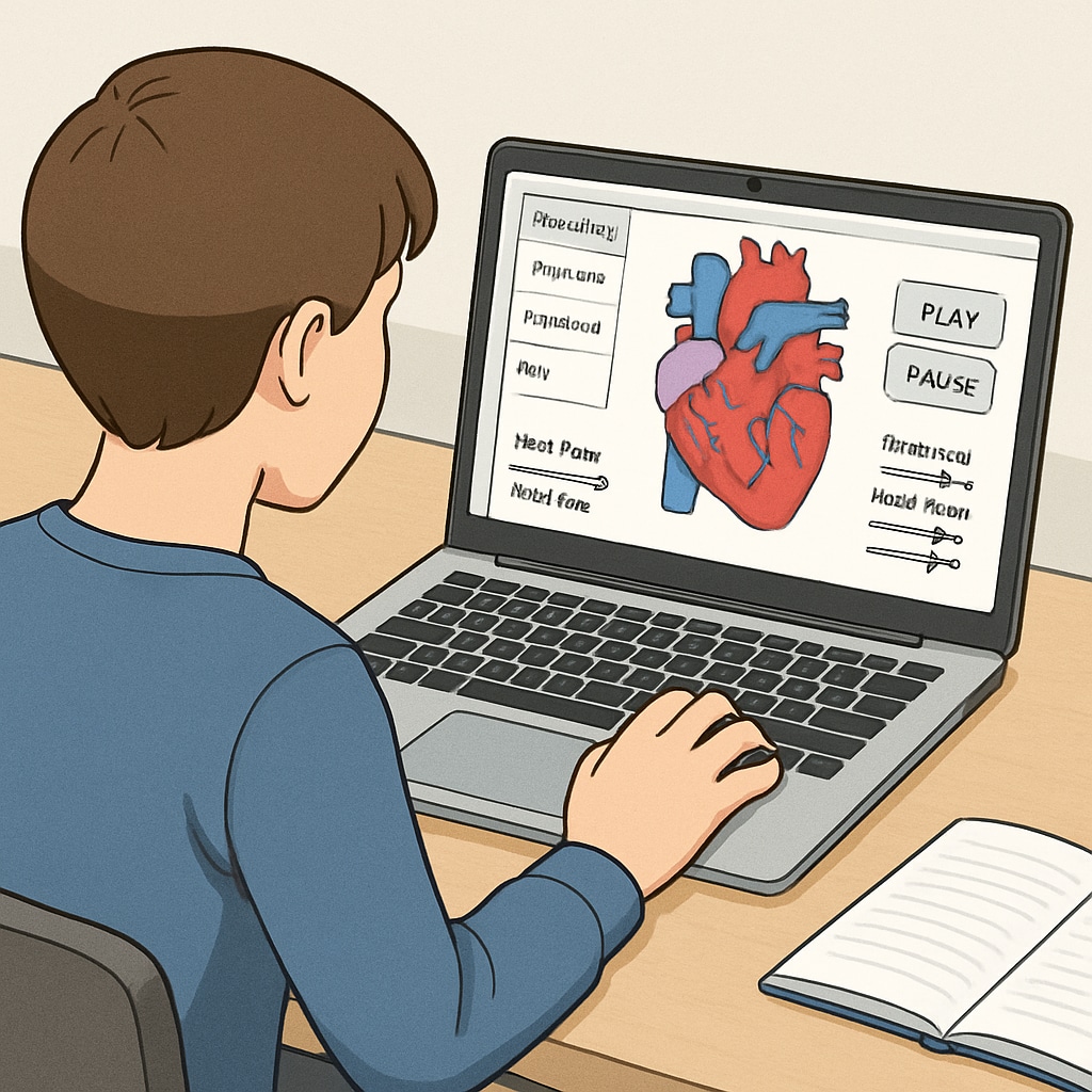 An interactive online heart simulation tool used in a non-medical education course.